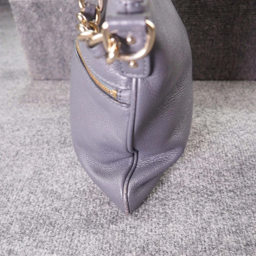 Kate Spade Cobble Hill Ellen Crossbody Bag Gray Pebbled Leather Chain